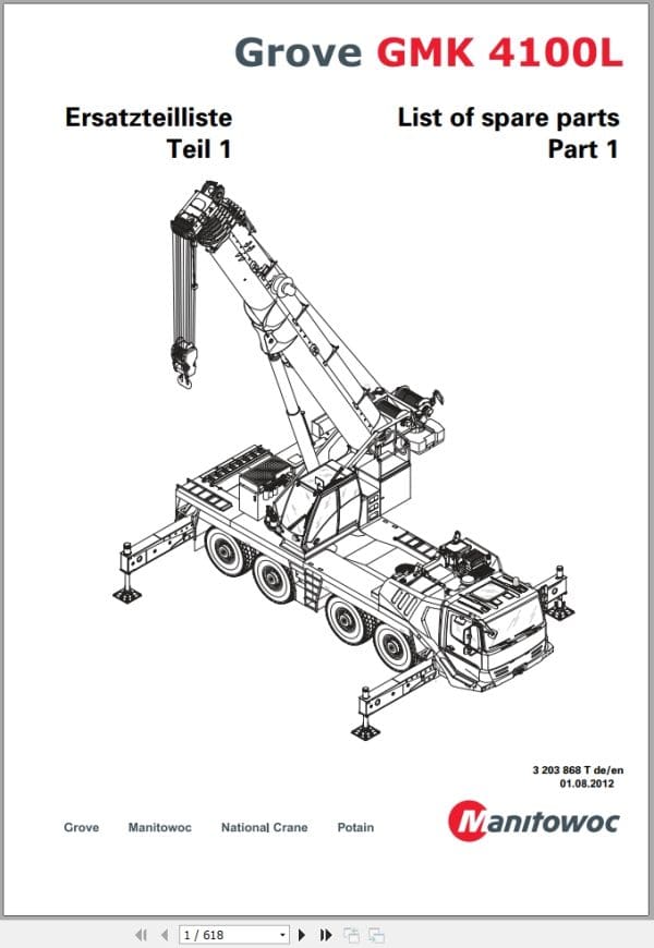 Grove Crane GMK 4100L Spare Parts List 3203868T 2012 (1)