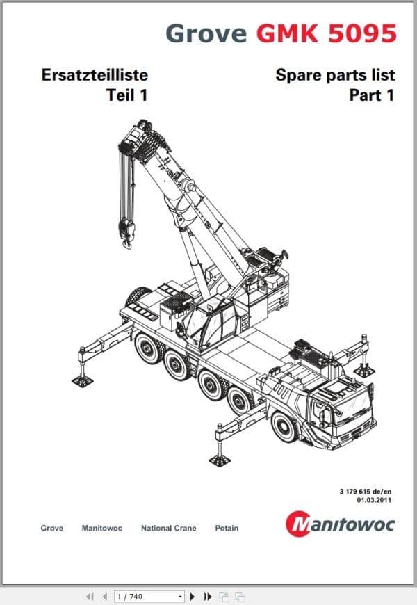 Grove Crane GMK 5095 Spare Parts List 3179615 2011 (1)
