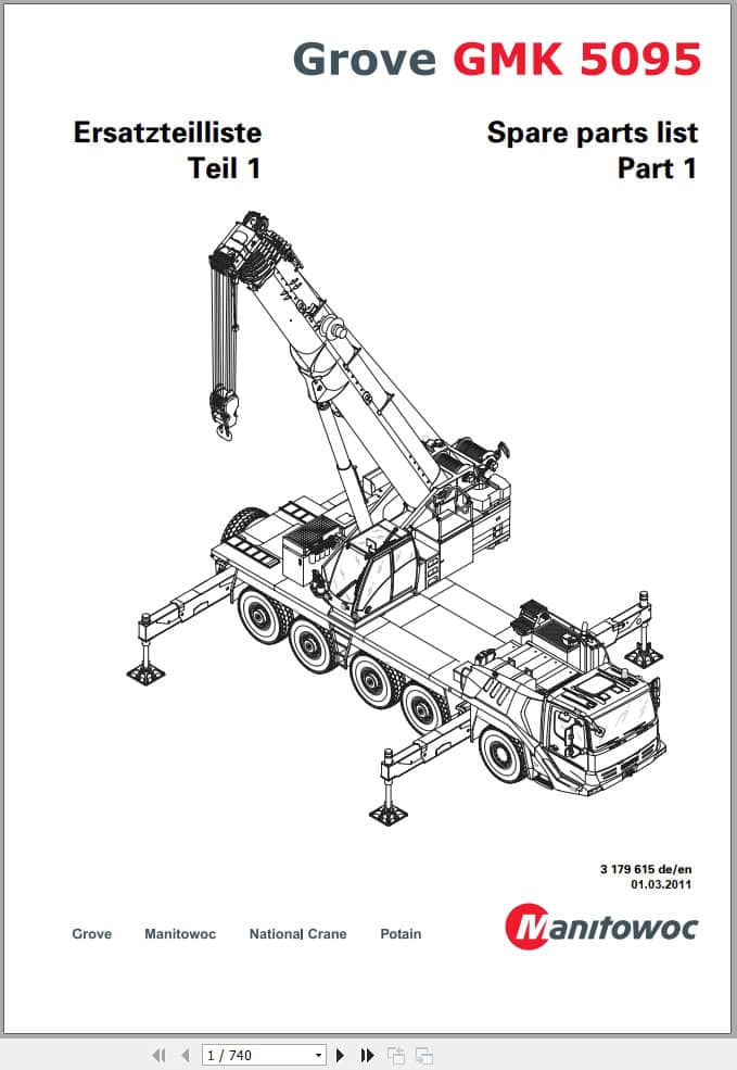 Grove Crane GMK 5095 Spare Parts List 3179615 2011 (1)