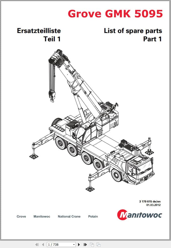 Grove Crane GMK 5095 Spare Parts List 3179615 2012 (1)