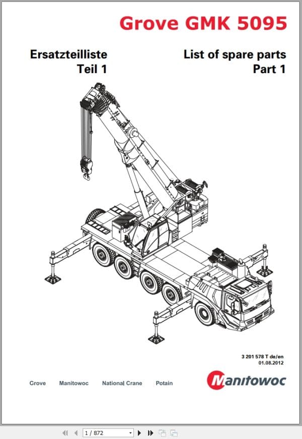 Grove Crane GMK 5095 Spare Parts List 3201578T 2012 (1)
