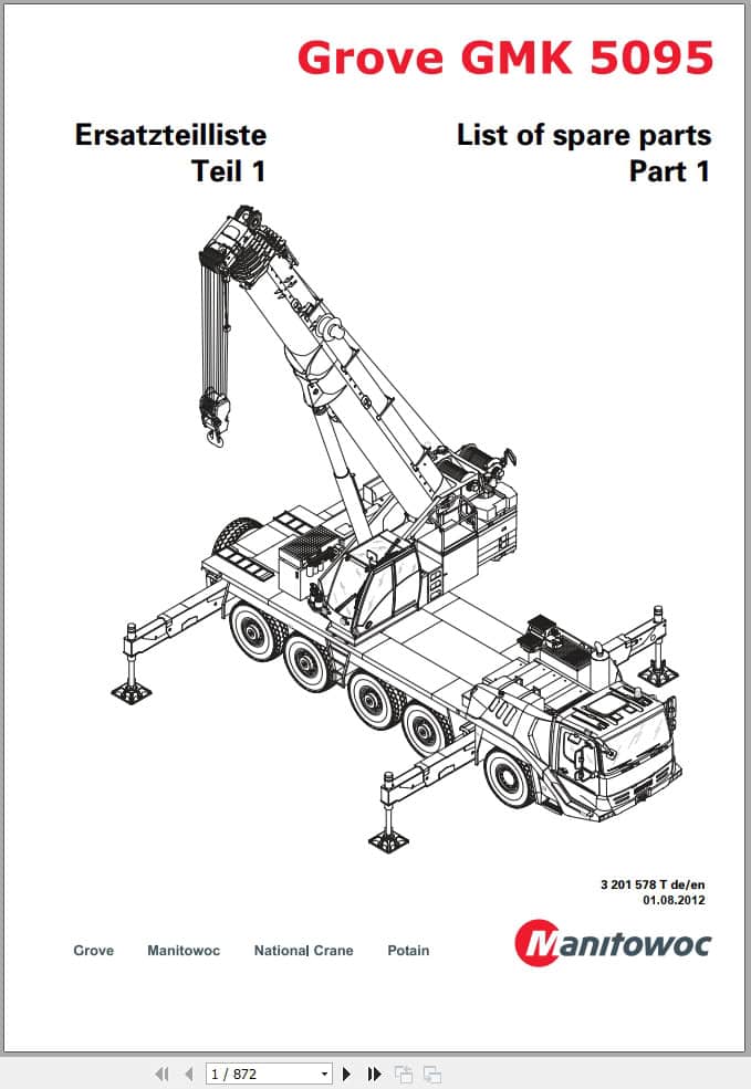 Grove Crane GMK 5095 Spare Parts List 3201578T 2012 (1)