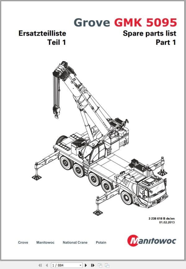 Grove Crane GMK 5095 Spare Parts List 3238618B 2013 (1)
