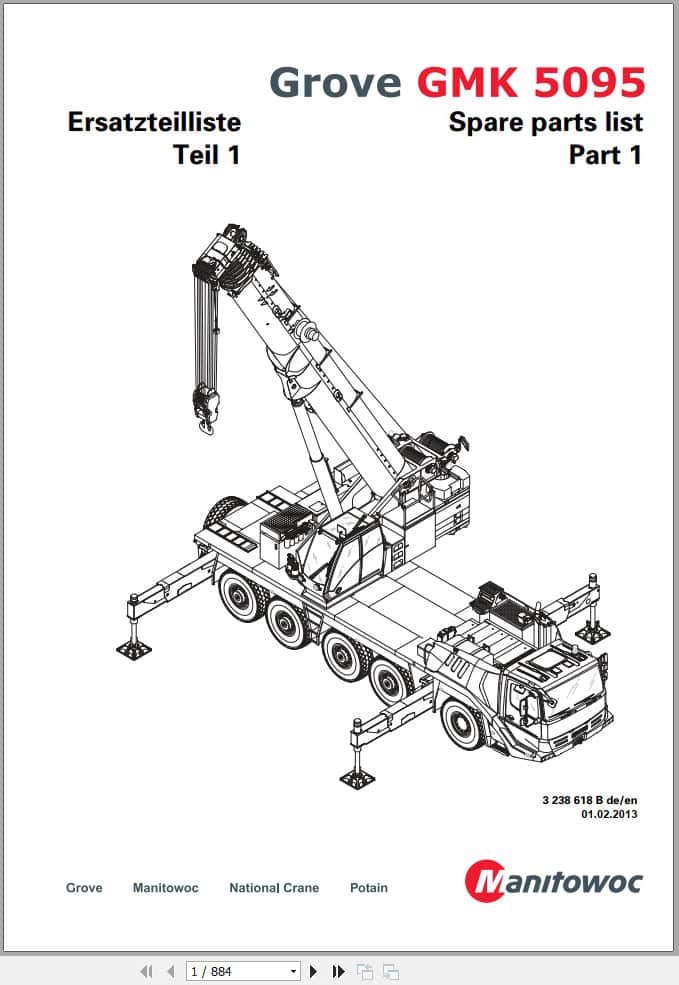 Grove Crane GMK 5095 Spare Parts List 3238618B 2013 (1)