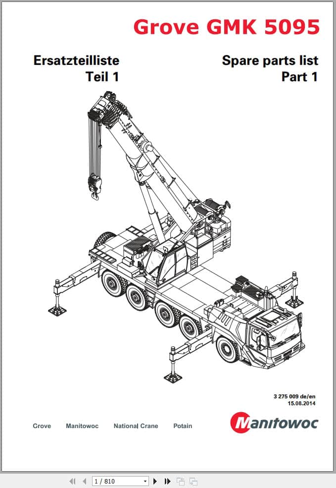 Grove Crane GMK 5095 Spare Parts List 3275009 2014 (1)