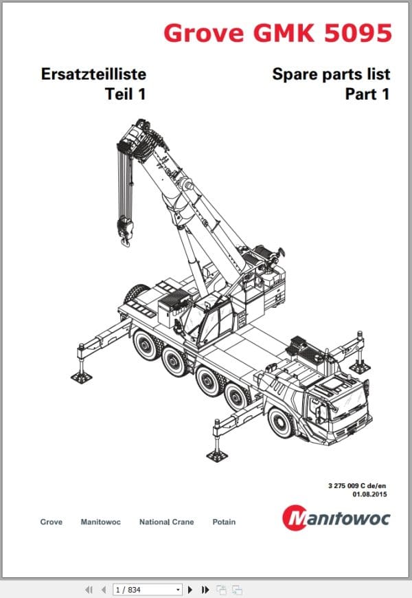 Grove Crane GMK 5095 Spare Parts List 3275009C 2015 (1)