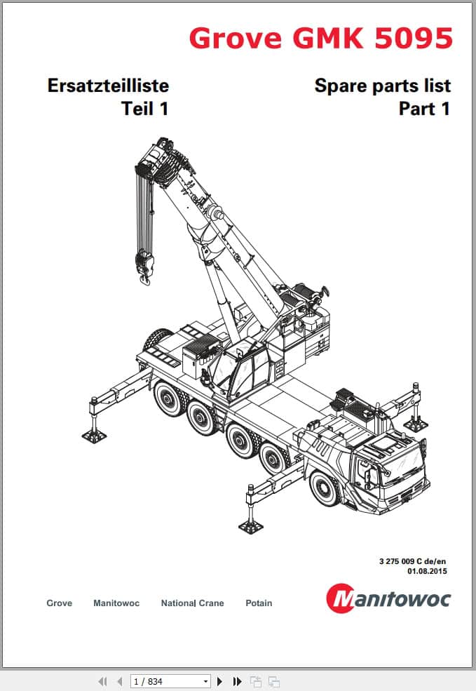 Grove Crane GMK 5095 Spare Parts List 3275009C 2015 (1)