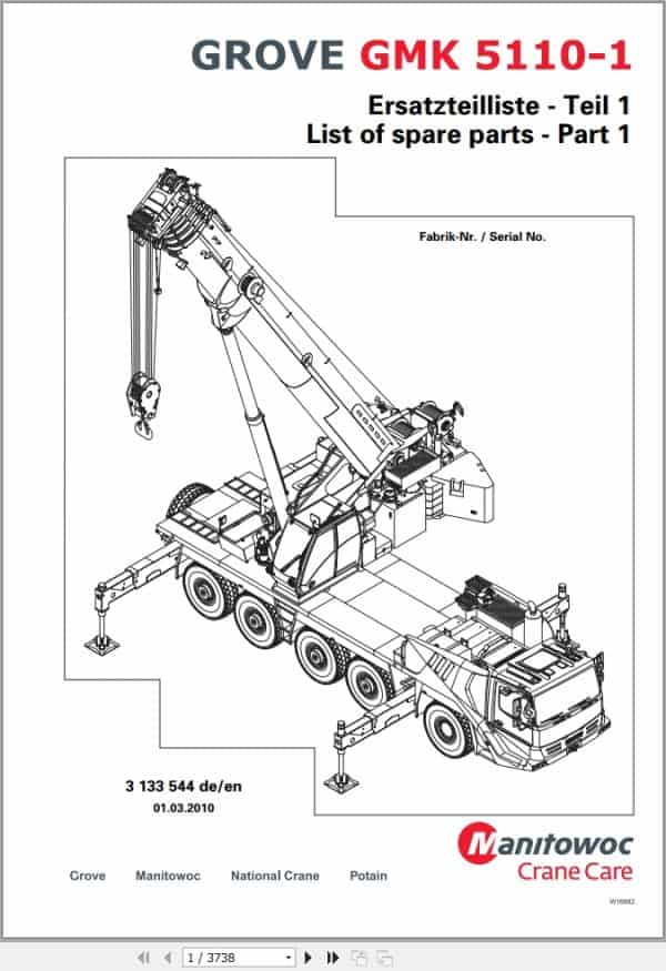 Grove Crane GMK 5110 1 Spare Parts List 3133544 2010 (1)