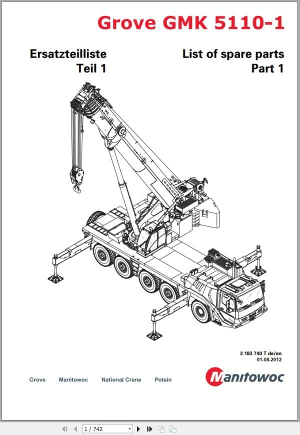 Grove Crane GMK 5110 1 Spare Parts List 3183740T 2012 (1)