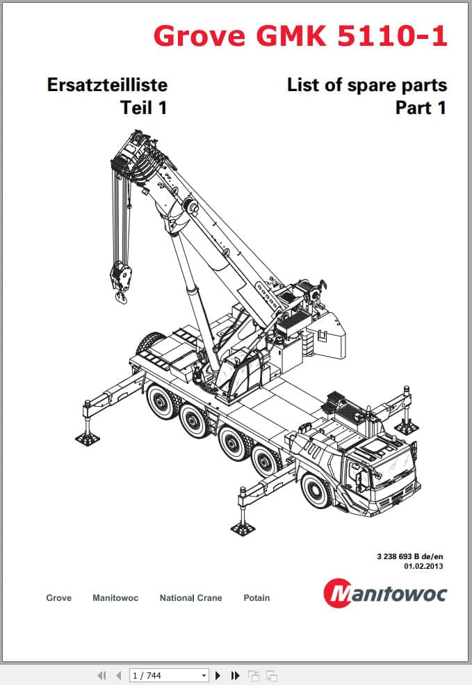 Grove Crane GMK 5110 1 Spare Parts List 3238693B 2013 (1)
