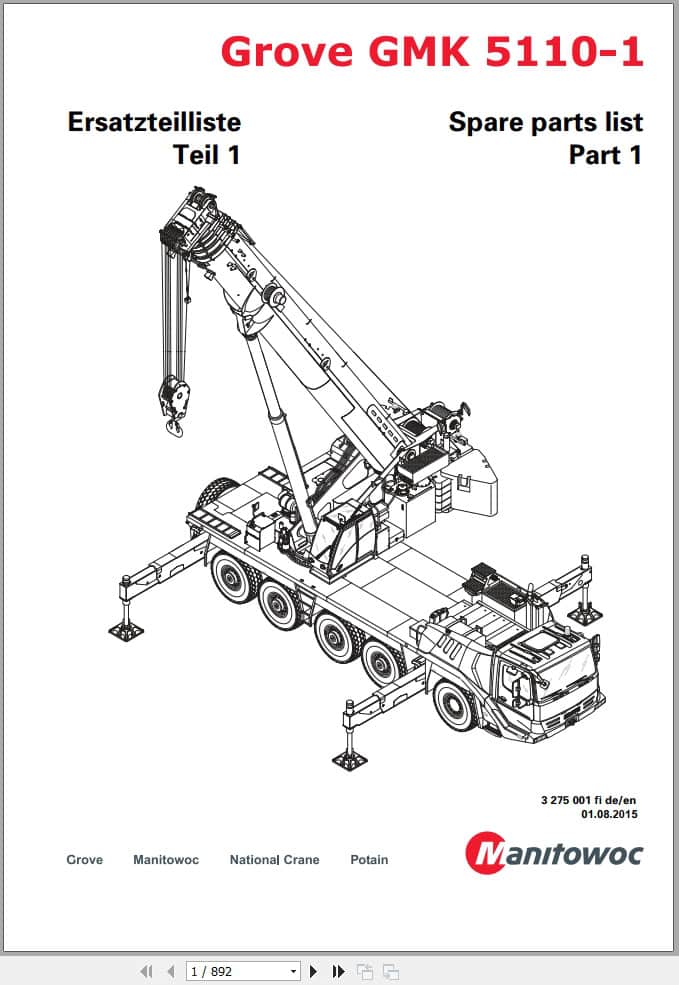 Grove Crane GMK 5110 1 Spare Parts List 3275001C 2015 (1)