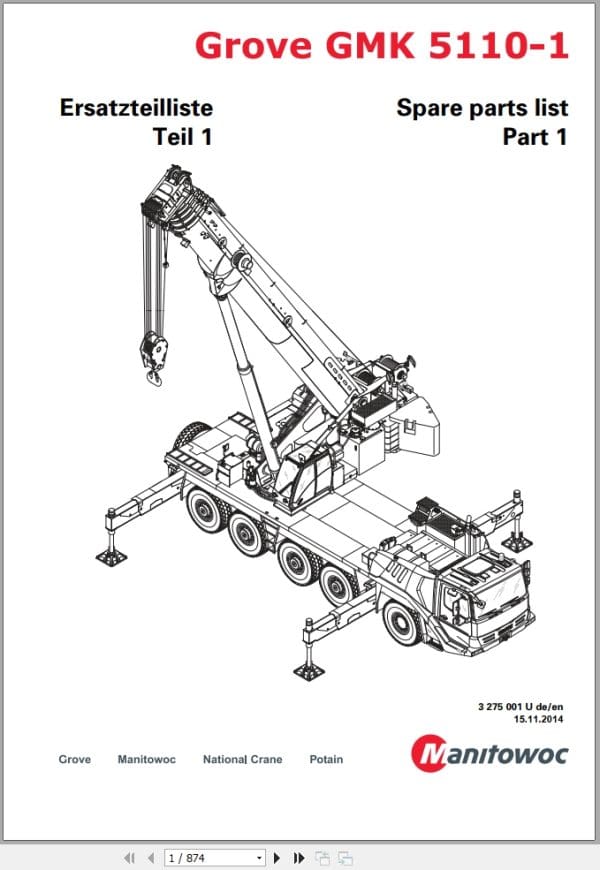 Grove Crane GMK 5110 1 Spare Parts List 3275001U 2014 (1)