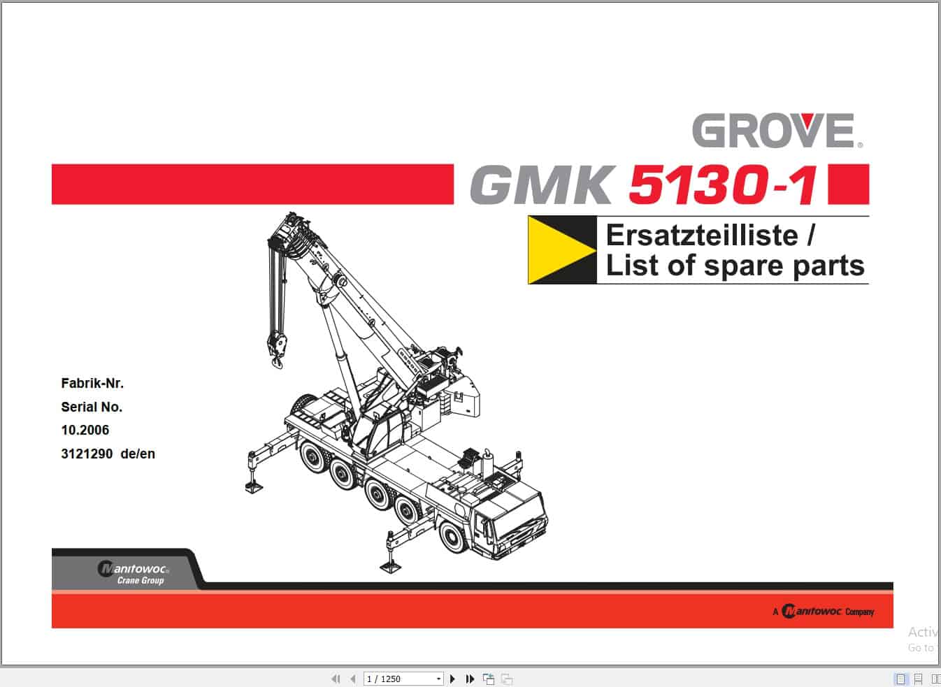 Grove Crane GMK 5130 1 Spare Parts List 3121290 2006 (1)