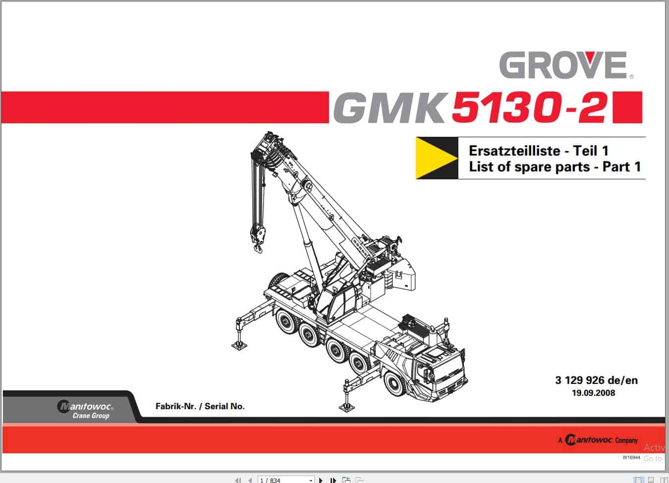 Grove Crane GMK 5130 2 Spare Parts List 3129926 2008 (1)