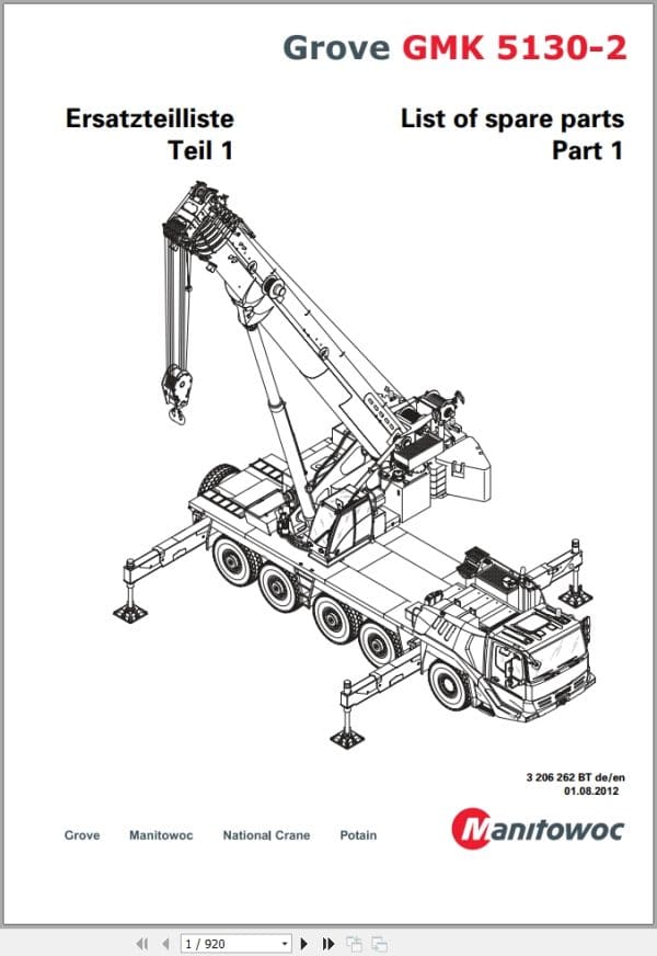 Grove Crane GMK 5130 2 Spare Parts List 3206262BT 2012 (1)