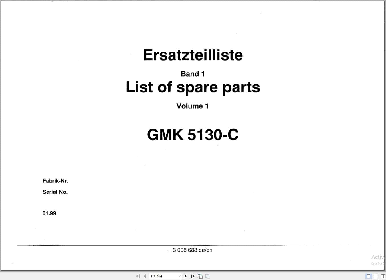 Grove Crane GMK 5130 C Spare Parts List 3008688 1999 (1)