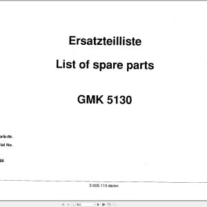 Grove Crane GMK 5130 Spare Parts List 3005115 1996 (1)