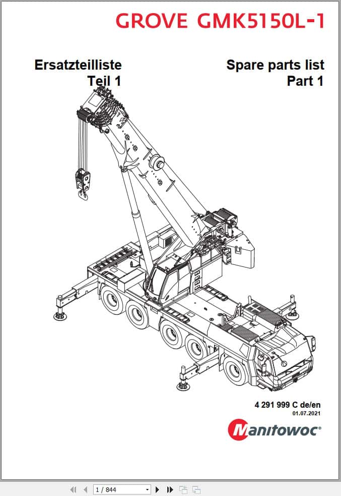 Grove Crane GMK 5150L 1 Spare Parts List 4291999C 2021 (1)