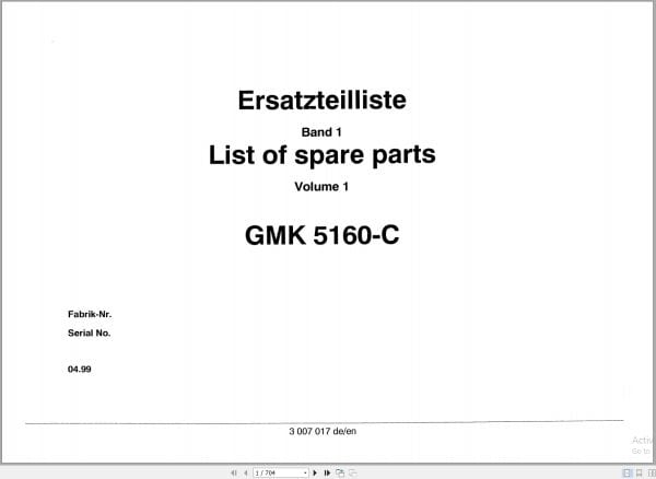 Grove Crane GMK 5160 C Spare Parts List 3007017 1999 (1)