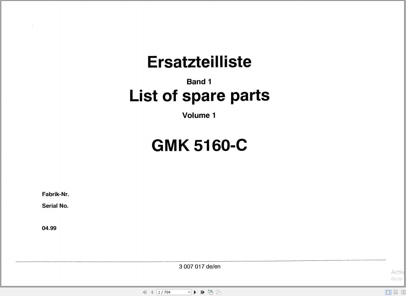 Grove Crane GMK 5160 C Spare Parts List 3007017 1999 (1)
