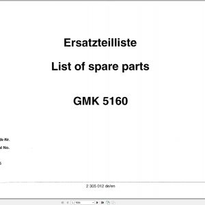 Grove Crane GMK 5160 Spare Parts List 2305012 1995 (1)