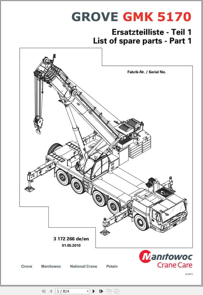 Grove Crane GMK 5170 Spare Parts List 3172266 2010 (1)