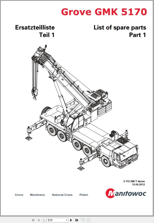 Grove Crane GMK 5170 Spare Parts List 3172266T 2012 (1)