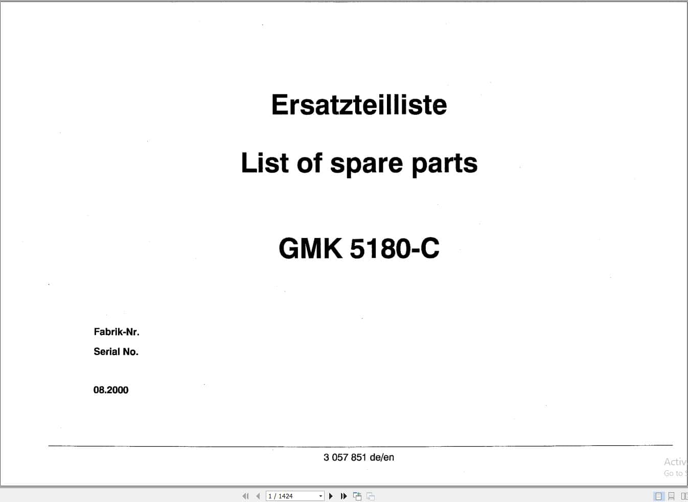 Grove Crane GMK 5180 C Spare Parts List 3057851 2000 (1)