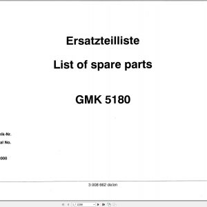 Grove Crane GMK 5180 Spare Parts List 3008662 2000 (1)