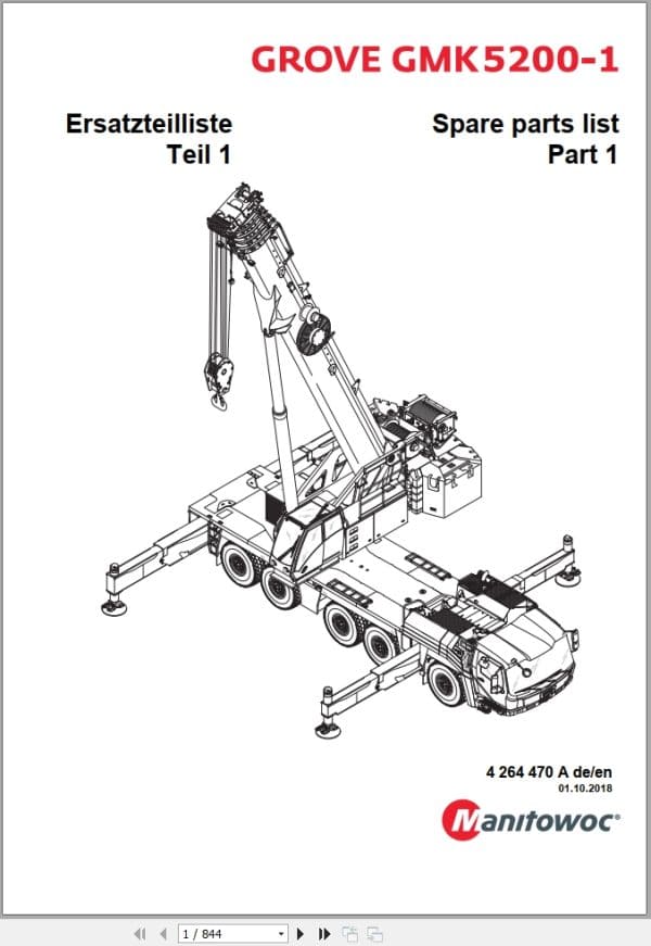 Grove Crane GMK 5200 1 Spare Parts List 4264470A 2018 (1)