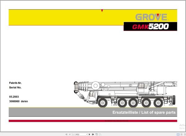 Grove Crane GMK 5200 Spare Parts List 3066960 2003 (1)