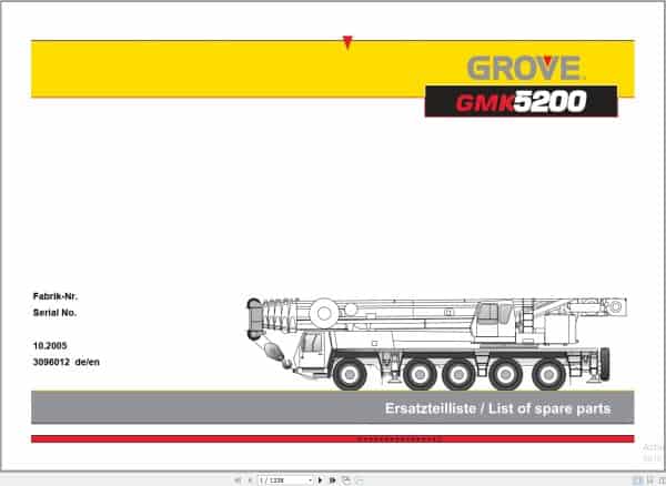 Grove Crane GMK 5200 Spare Parts List 3096012 2005 (1)