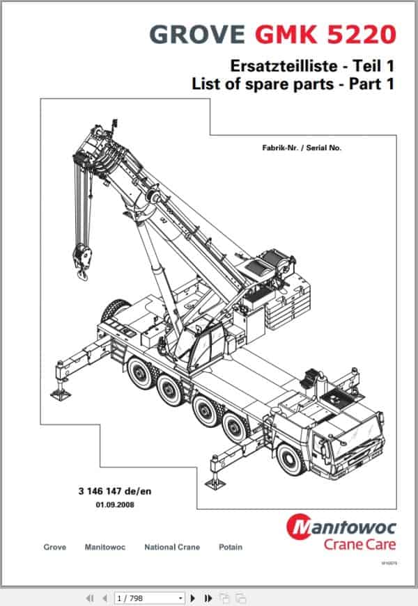 Grove Crane GMK 5220 Spare Parts List 3146147 2008 (1)