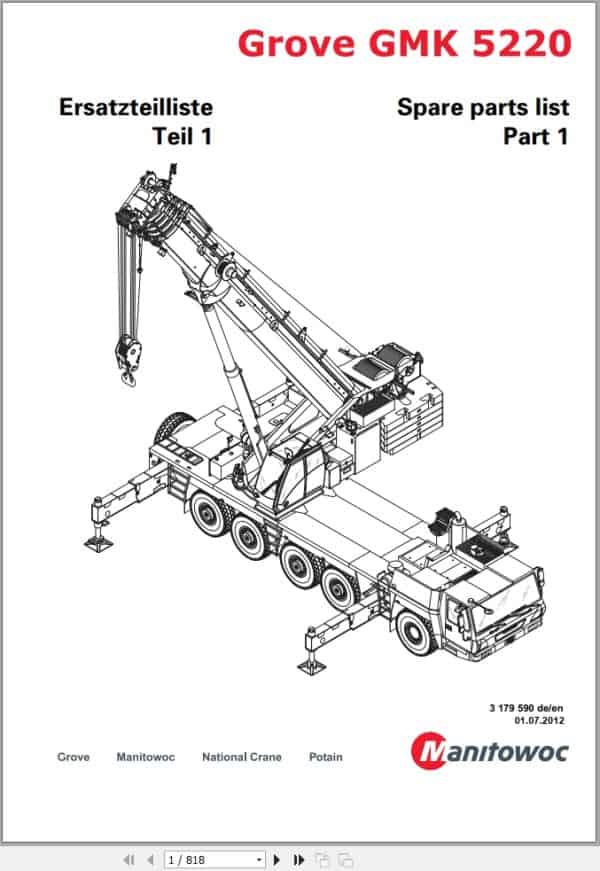 Grove Crane GMK 5220 Spare Parts List 3179590 2012 (1)