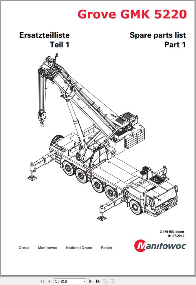 Grove Crane GMK 5220 Spare Parts List 3179590 2012 (1)