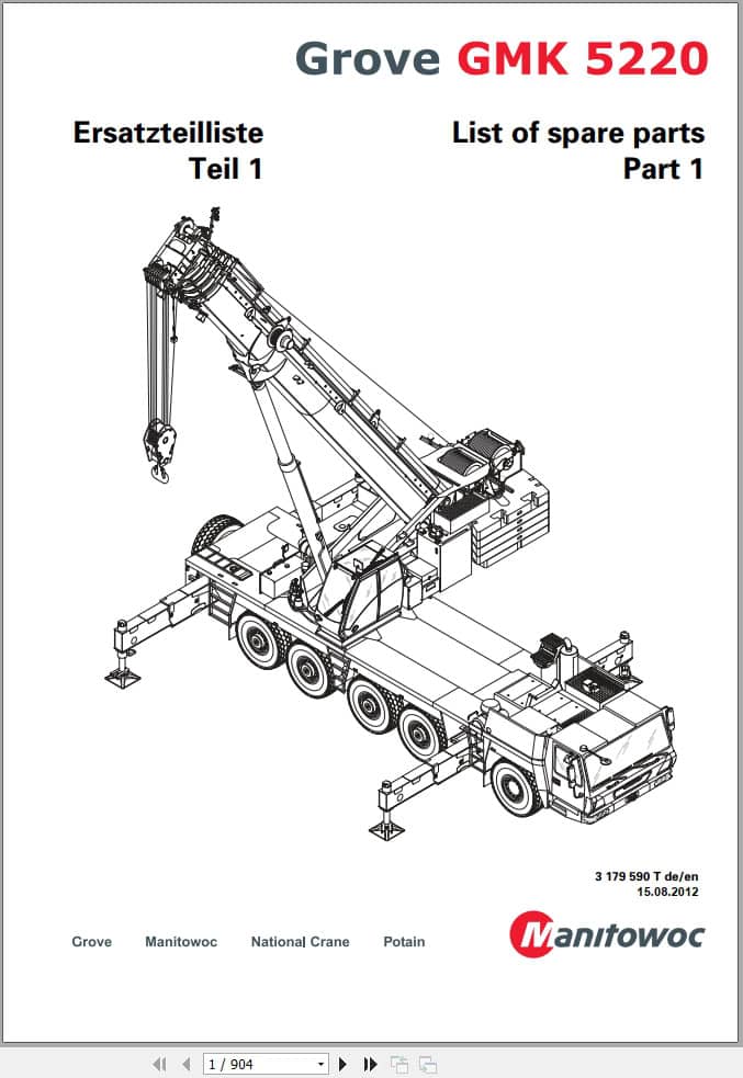 Grove Crane GMK 5220 Spare Parts List 3179590T 2012 (1)