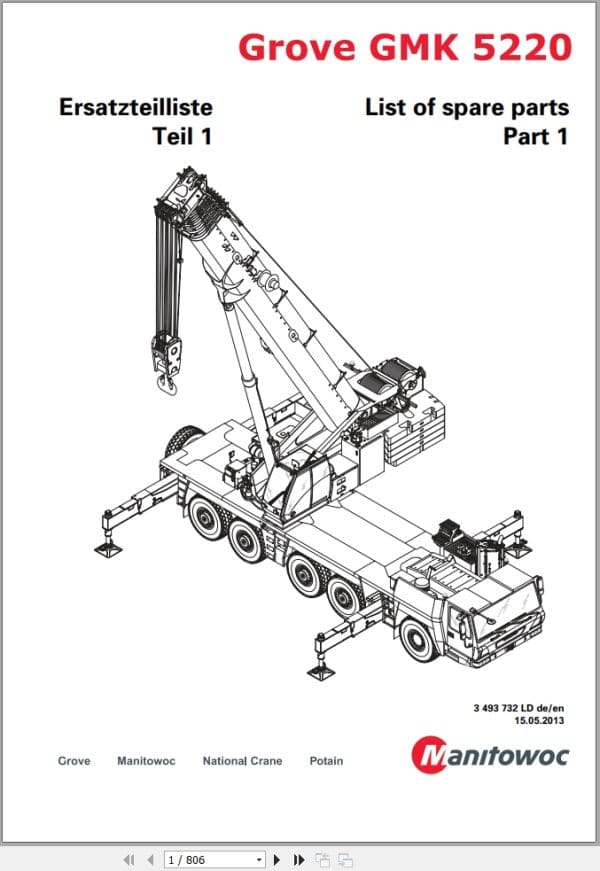 Grove Crane GMK 5220 Spare Parts List 3493732LD 2013 (1)