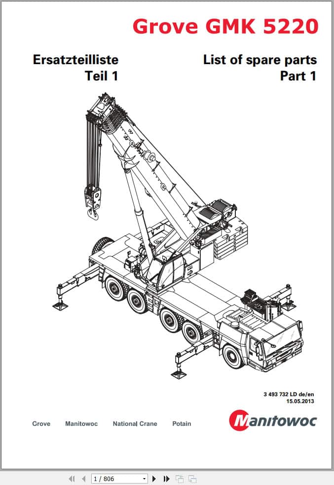 Grove Crane GMK 5220 Spare Parts List 3493732LD 2013 (1)