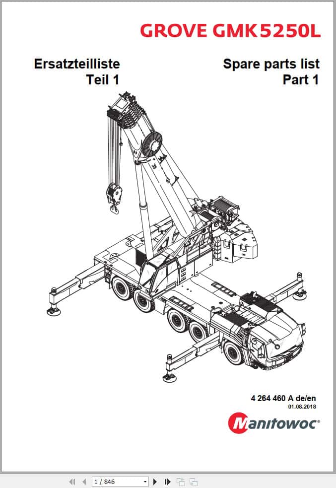 Grove Crane GMK 5250L Spare Parts List 4264460A 2018 (1)