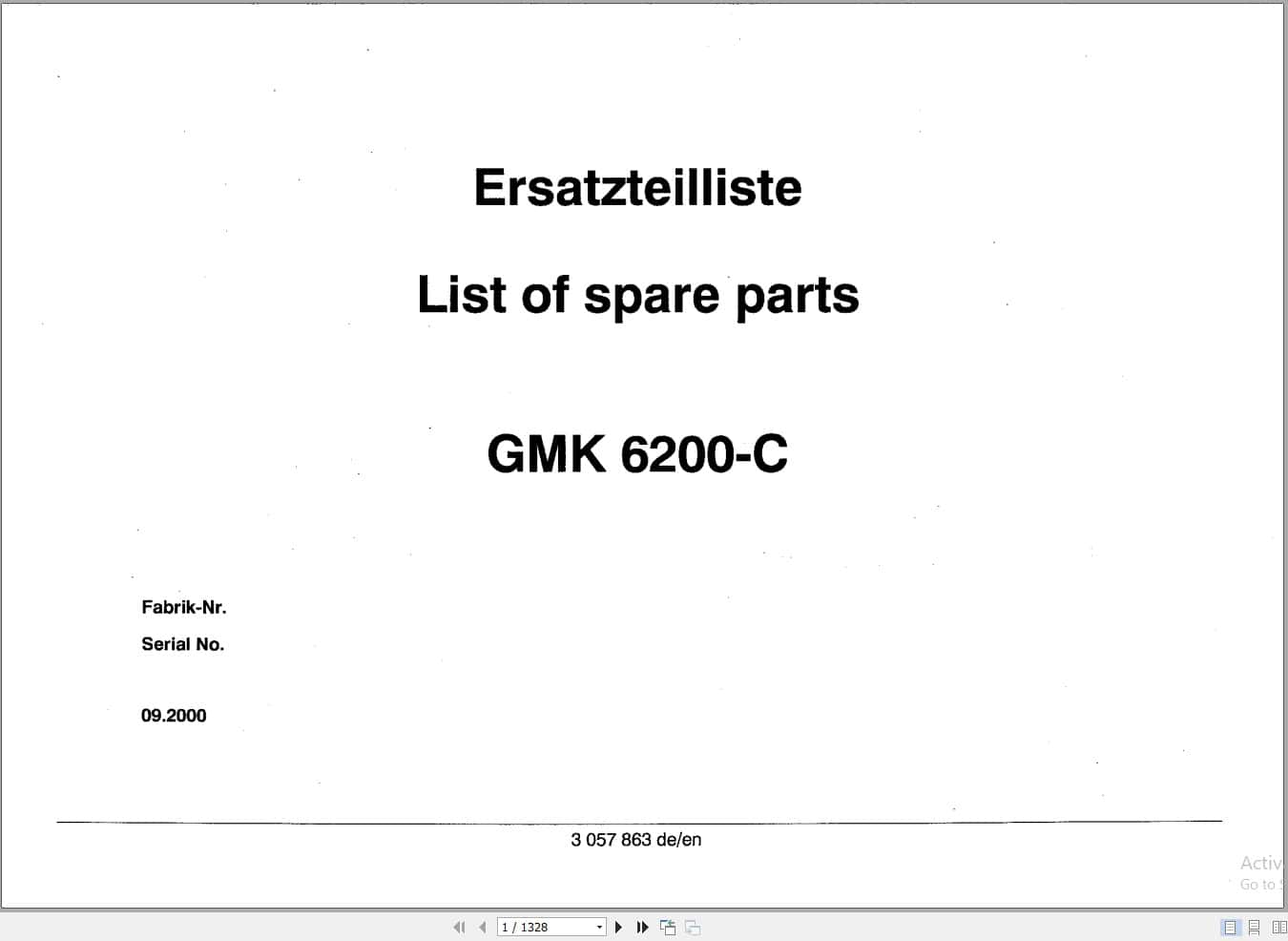 Grove Crane GMK 6200 C Spare Parts List 3057863 2000 (1)