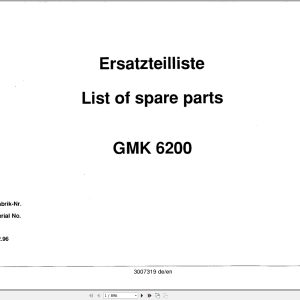 Grove Crane GMK 6200 Spare Parts List 3007319 1996 (1)