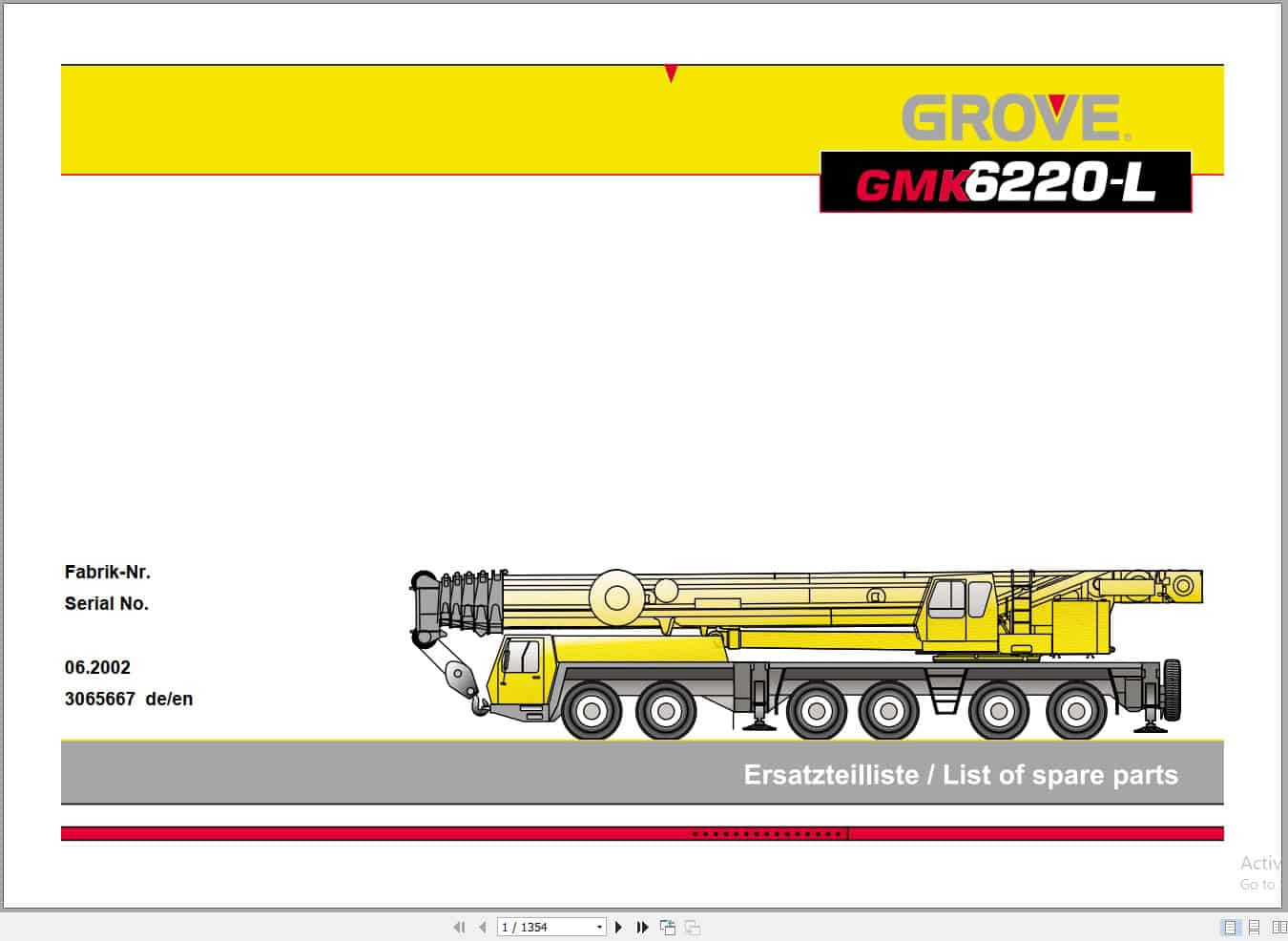 Grove Crane GMK 6220 L Spare Parts List 3065667 2002 (1)