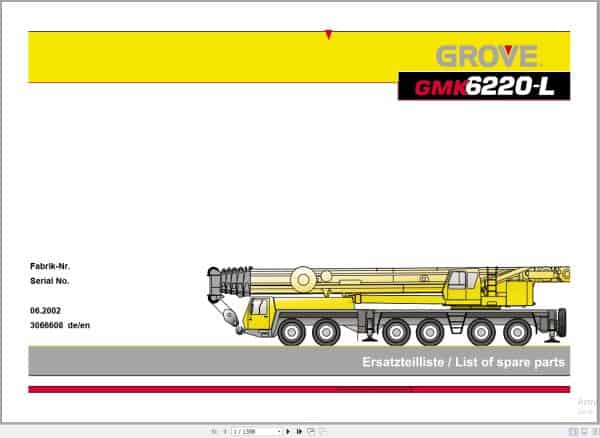 Grove Crane GMK 6220 L Spare Parts List 3066608 2002 (1)