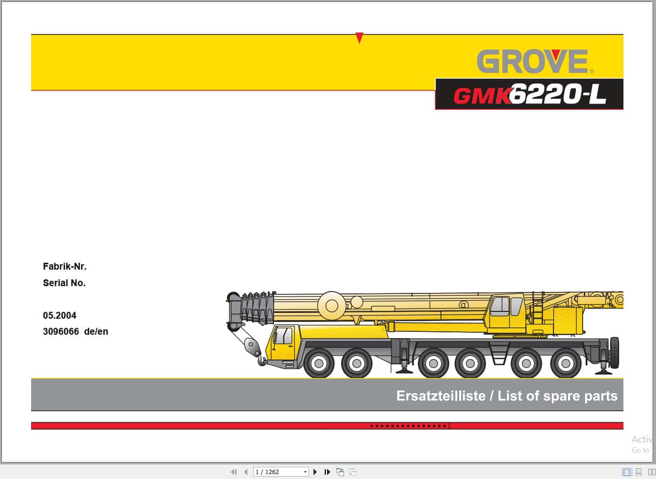Grove Crane GMK 6220 L Spare Parts List 3096066 2004 (1)