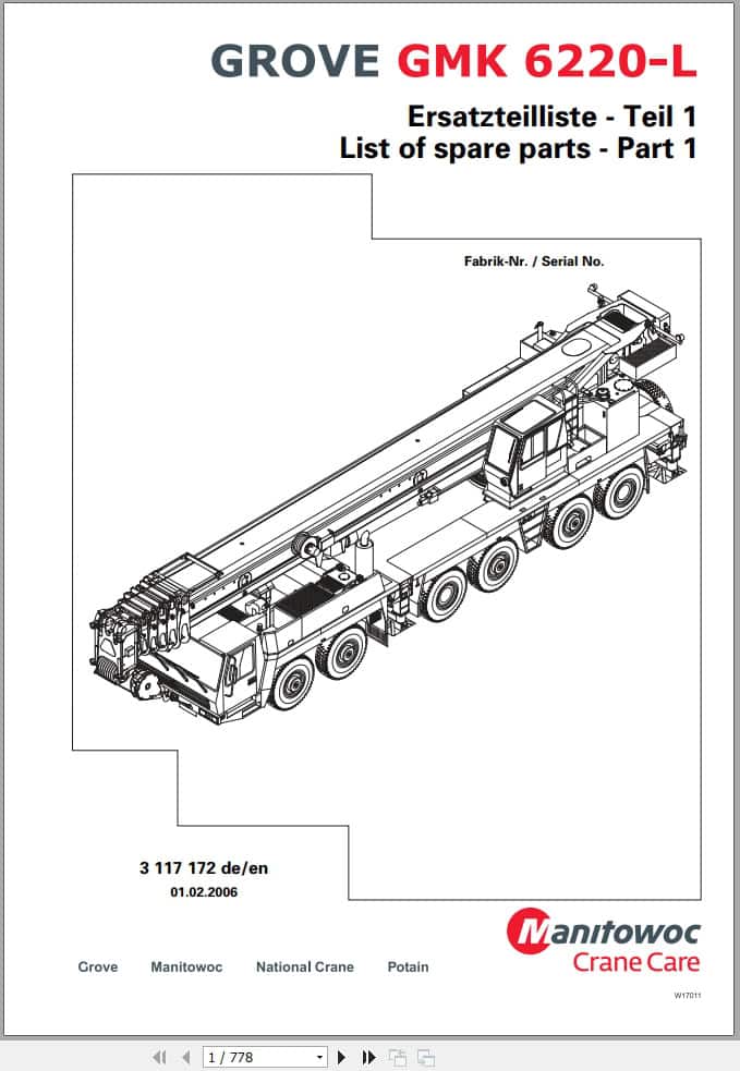 Grove Crane GMK 6220 L Spare Parts List 3117172 2006 (1)