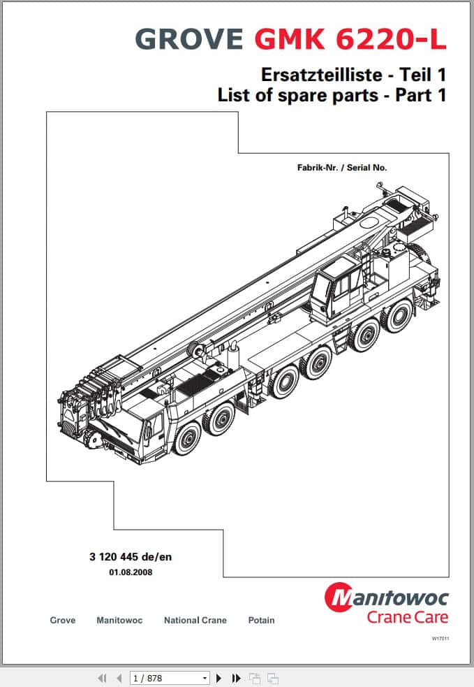 Grove Crane GMK 6220 L Spare Parts List 3120445 2008 (1)