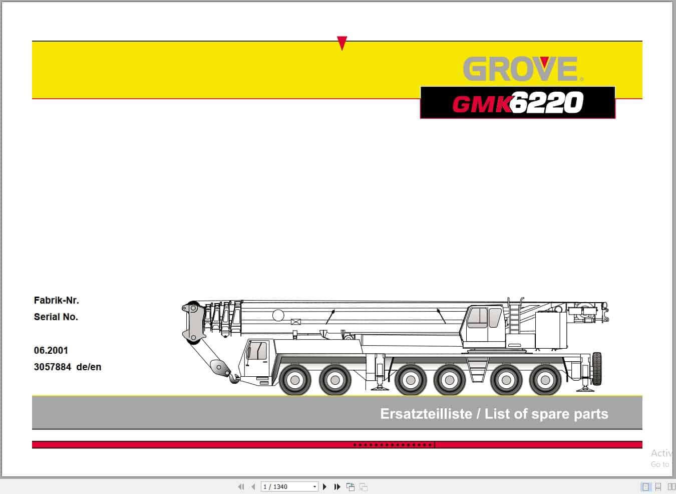 Grove Crane GMK 6220 Spare Parts List 3057884 2001 (1)