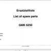 Grove Crane GMK 6250 Spare Parts List 3011161 1999 (1)
