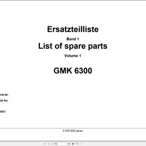 Grove Crane GMK 6300 Spare Parts List 3055609 2001 EN DE (1)