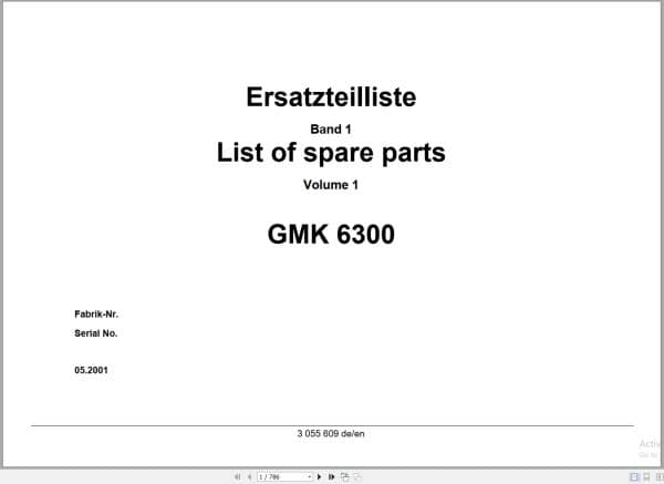 Grove Crane GMK 6300 Spare Parts List 3055609 2001 EN DE (1)